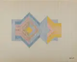 Neil Williams, Working Drawing for 1st Series of 4 at Sides, 1966, color pencil on graph paper
