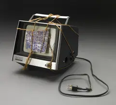 Berlin Diary: Thanks to My Ancestors by Shigeko Kubota, 1981, television, blue ink on pink crystal, and twine, sold May 2008