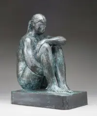 Mujer sentada, 20000 by Felipe Castaneda, bronze with dark brown patina with traces of blue-green, sold May 2008