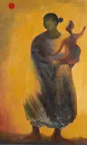 Manuel Herrera Cartalla, Mujer, 1962, acrylic on canvas on panel
