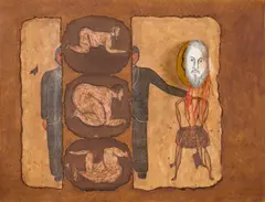 Postigo by Nahum B. Zenil, 1976, ink, wash, thread and paper collage on paper, offered May 2008