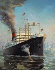 Hector Serbaroli, Steamship 'President Monroe', San Francisco Harbor, oil on canvas