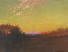 Distant Mountain at Sunset by Charles Dorman Robinson, oil on canvas, sold Apr 2008