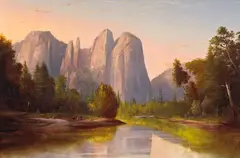 Cathedral Rocks, Yosemite by Norton Bush, 1870, oil on canvas, sold Apr 2008
