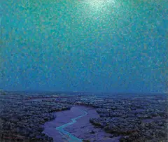 Granville Redmond, Moonlight on the Marsh, oil on canvas