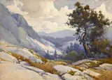 An Isolated Tree in the High Sierras by Percy Gray, watercolor on paper on board, sold Apr 2008