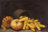 Alfred Montgomery, Fall's Harvest (A Still Life with Corn and Pumpkins), oil on canvas