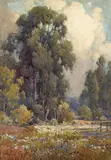 A Quiet Stream among Wildflowers and Eucalyptus Trees by Percy Gray, watercolor on paper on board, sold Apr 2008
