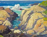 Arthur Hill Gilbert, Sea Cliffs, Pebble Beach (No.3), oil on canvas