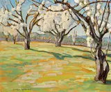 Clark Hobart, Old Cherry Trees, oil on canvas