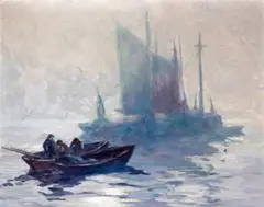 Tod Lindenmuth, Foggy Morning, oil on masonite