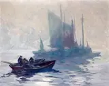 Tod Lindenmuth, Foggy Morning, oil on masonite