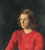 Henriette Wyeth, A Portrait of a Lady in Red, oil on canvas