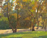 Ferdinand Kaufmann, Sycamore Grove, Pasadena, California 1937, oil on board