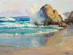 Albert DeRome, Wet Sand Near Asilomar, 1955 (No.206), oil on masonite