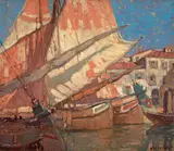 Harbor of Golden Sails by Edgar Alwin Payne, oil on canvas on board, sold Apr 2008