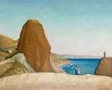 Alexander Warshawsky, Castle Rock, Santa Monica Beach, California, oil on panel