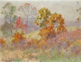 Autumn Trees, Connecticut by Maurice Braun, oil on canvas on board, sold Apr 2008