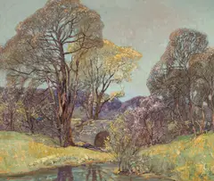 Joseph Pierre Birren, Spring Cottonwoods and Willows (No.452), oil on masonite