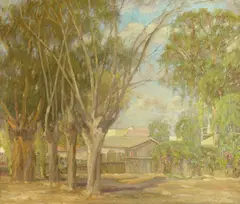 Henry Hengstler, Village Scene, oil on canvas