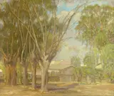 Henry Hengstler, Village Scene, oil on canvas