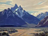 Leland Curtis, The Cathedral Group, Teton Range, Wyoming, oil on canvas board