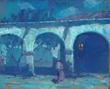 Moonlight in the Mission, San Juan Capistrano by Alson S. Clark, oil on canvas, sold Apr 2008