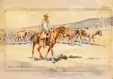 Herding the Longhorns by Edward Borein, watercolor on board, sold Apr 2008