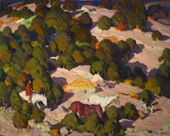 W. Herbert Dunton, Composition for 'Sunset in the Foothills', oil on canvas
