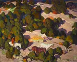 W. Herbert Dunton, Composition for 'Sunset in the Foothills', oil on canvas