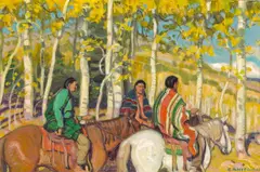 Indian Horsemen by Ernest Martin Hennings, oil on board, sold Apr 2008