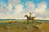 Jack N. Swanson, The Roundup, oil on masonite