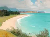 D. Howard Hitchcock, Waimanalo Beach on Windward Oahu, 1934, oil on canvas