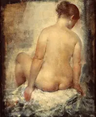 Seated Nude by Grigory Gluckmann, oil on panel, sold Apr 2008