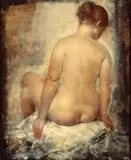 Grigory Gluckmann, Seated Nude, oil on panel