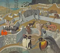 Julius Moessel, A Unique Menagerie, oil on canvas