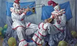 Tuning Up by Emil Kosa Jr., oil on canvas, offered Apr 2008