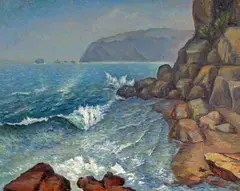 John A. Dominique, Coastal Cliffs, 1946, oil on canvas