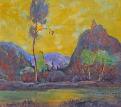 Italian Nocturne by Dana Bartlett, oil on board, sold Apr 2008