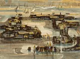 Philip Latimer Dike, Figures and Rocks, watercolor and gouache on paper