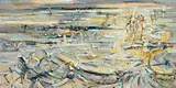 Philip Latimer Dike, Seagulls and Beach Bathers, oil on canvas