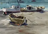 Maurice Logan, Boats Ashore, watercolor on paper