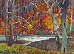 Pennsylvania Stream by Millard Sheets, 1979, watercolor on paper, sold Apr 2008