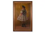 Jan Dědina, Girl in a Folk Dress, Oil on plywood
