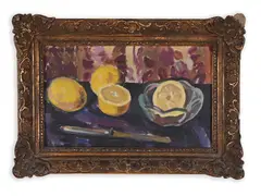 Innocenc Šamánek, Still Life with a Sliced Lemon, 1947, Oil on canvas