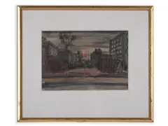 František Hudeček, A City Landscape, 1944, Watercolour, ink, paper