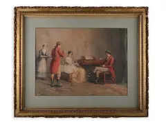 Duncan Mackellar, A Tea Party, Second half of 19th century, Watercolour, cardboard