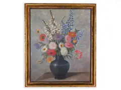 Bouquet with Foxgloves by Jaroslav Veris, Oil on hardboard, sold Oct 2021