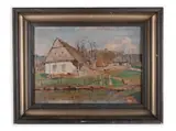 Jindřich Fürst, House in Vysočina, First half of 20th century, Oil on cardboard