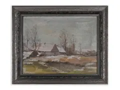 Otakar Hůrka, Cottages in Winter, First half of 20th century, Oil on canvas
